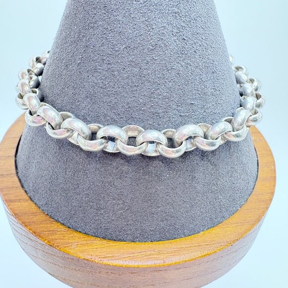 VTG Sterling Silver 925 Amethyst Round Link Bracelet Toggle Clasp Size 8" Length - Picture 7 of 12